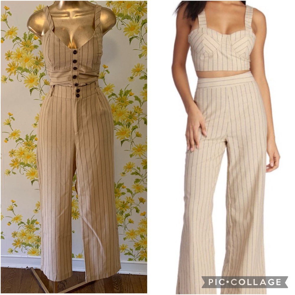 Two piece Pinstripe pants and crop top set size M